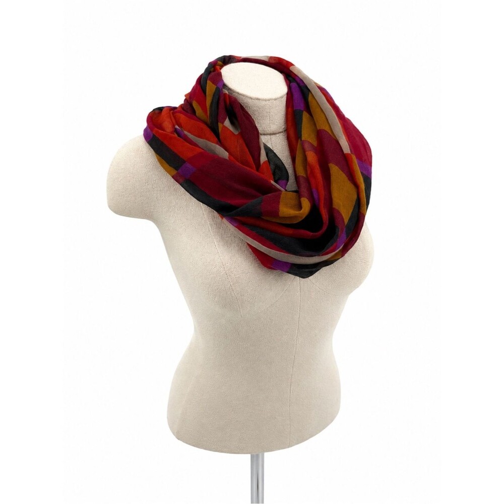 Unbranded Multicolor Plaid Infinity Scarf Red Purple Wrap Circle Scarf